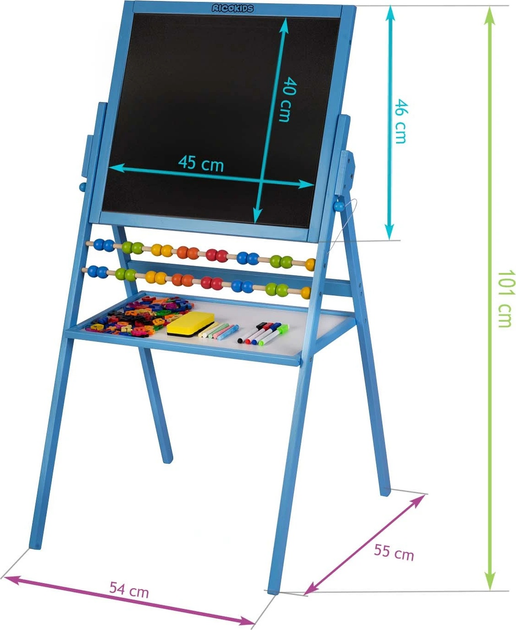 Магнітна таблиця для малювання Ricokids Синя (5908220476511) - зображення 12