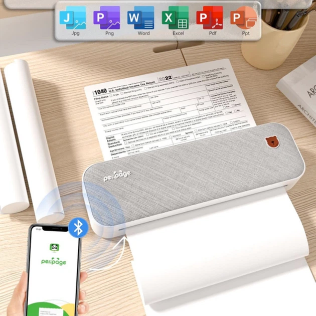 Портативний бездротовий термопринтер PeriPage A40 Bluetooth 2600mAh - Фото 5 Портативний бездротовий термопринтер PeriPage A40 Bluetooth 2600mAh - зображення 5