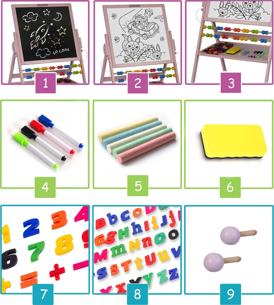 Магнітна таблиця для малювання Ricokids Рожева (5908220476528) - зображення 12