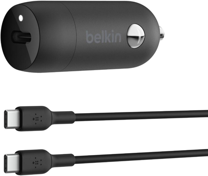 Ładowarka samochodowa Belkin BoostCharge 30W USB-C + USB-C Cable Black (CCA004BT1MBK-B6) - obraz 1