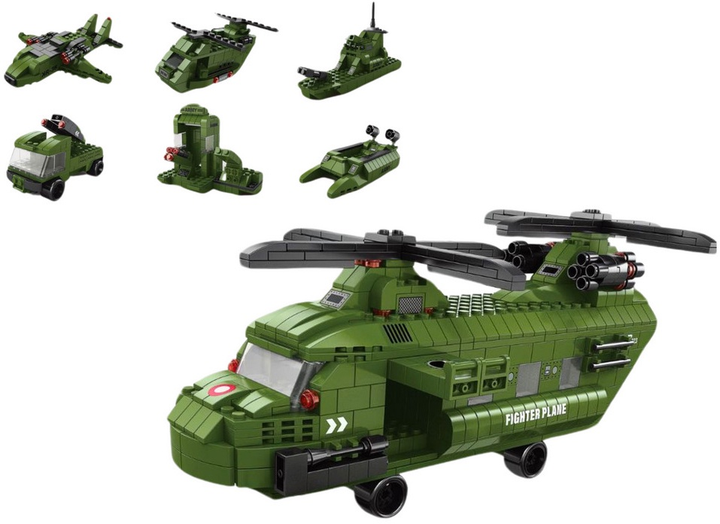Zestaw klocków LeanToys Wojskowy helikopter 1000 elementów 18320 (5905991016755) - obraz 3