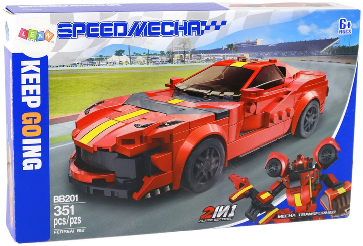 Klocki konstrukcyjne LeanToys Pojazd sportowy/Robot 351 element 16562 (5905884450710) - obraz 1