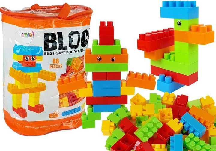 Klocki konstrukcyjne LeanToys w torbie 86 elementów 6965 (5905214979300) - obraz 2