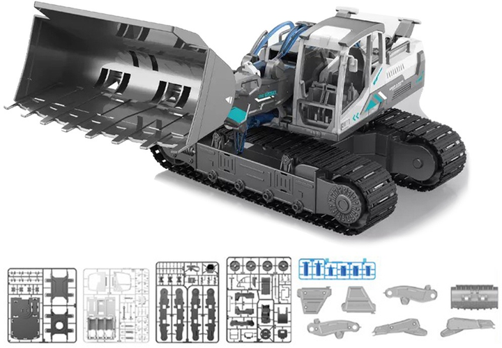 Zestaw konstrukcyjny LeanToys Spychacz gąsienicowy z hydrauliką 127 elementów 12418 (5905214970055) - obraz 3