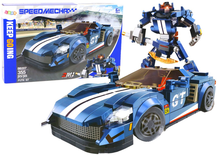 Klocki konstrukcyjne LeanToys Pojazd sportowy/Robot 355 elementów 16567 (5905884450765) - obraz 2