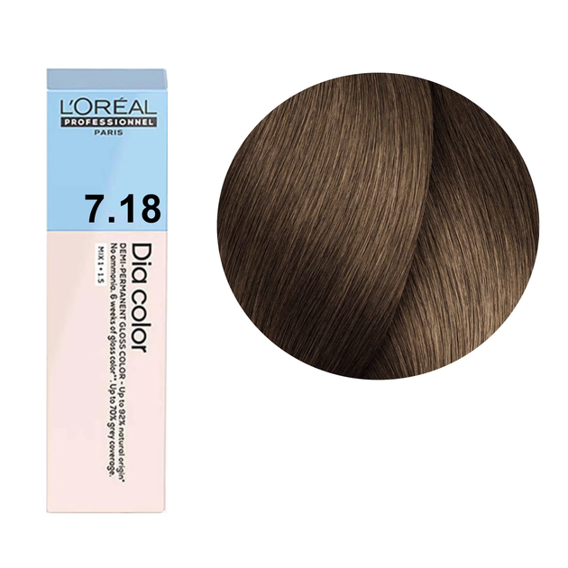 Фарба для волосся L’Oreal Professionnel Paris Dia Color 7.18 без аміаку блонд мокка 60 мл (3474637208486) - зображення 2