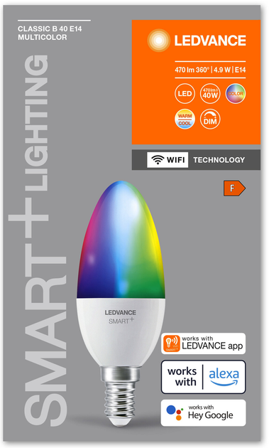 Lampa LED LEDVANCE SMART+ WiFi B40 4.9W RGBW 470Lm DIM E14 (4058075778597) - obraz 4