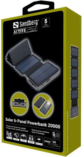 УМБ Sandberg 20000 mAh 20W Solar Black (5705730420733) - зображення 5