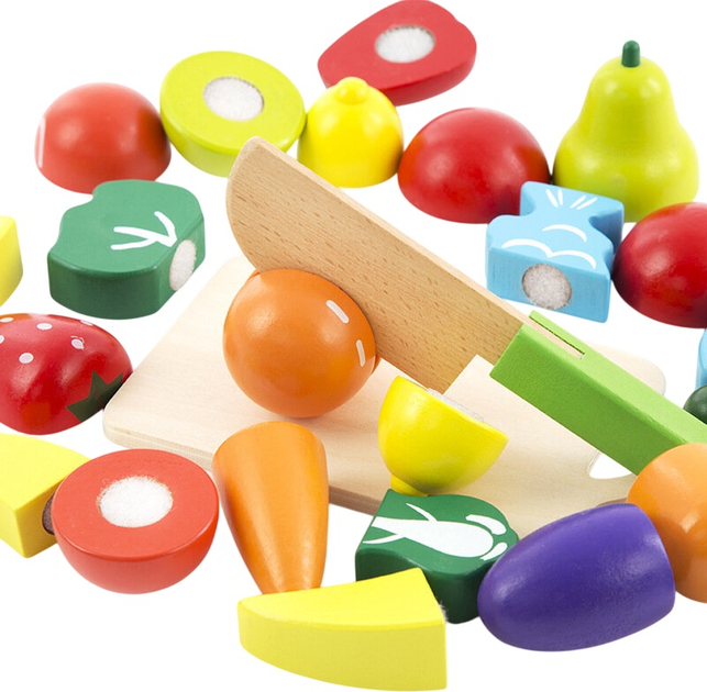 Zestaw warzyw i owoców do krojenia Lean Toys w wiaderku drewniany (5905991025863) - obraz 4