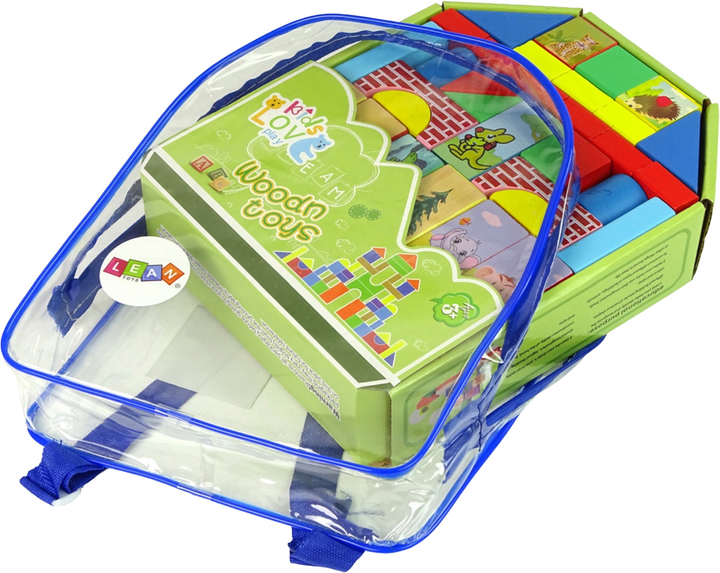 Zestaw drewnianych klocków Lean Toys ze zwierzętami w plecaku (5904665991749) - obraz 3