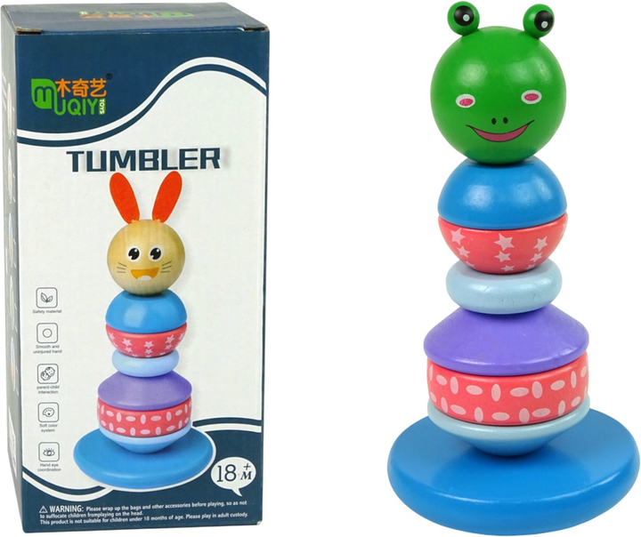 Розвиваюча пірамідка Lean Toys Жабка-балансир дерев'яна (5904665990148) - зображення 1