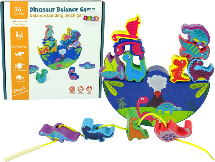 Дерев'яна іграшка Lean Toys Dinosaur Balance Game (5904665990278) - зображення 1