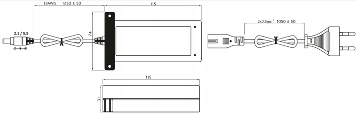 Настільний блок живлення MVPower імпульсний 12V/5A 60W 2.1/5.5 DC (EBD6012) - зображення 2