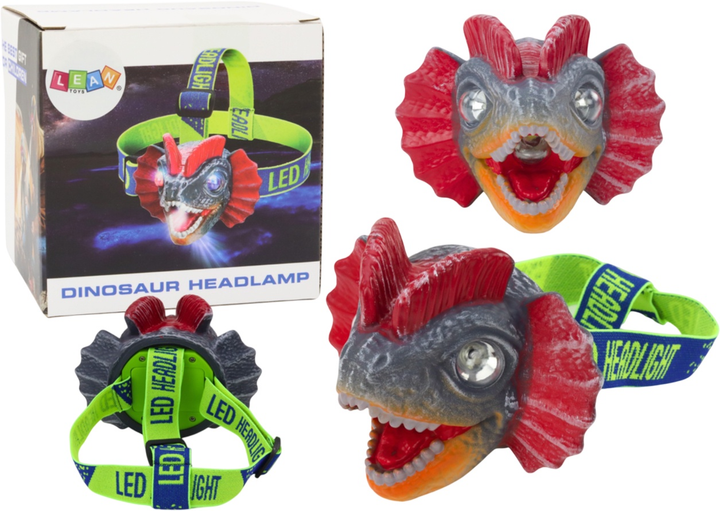 Latarka czołowa Lean Toys Dinosaur z regulowaną opaską (5905991006565) - obraz 1