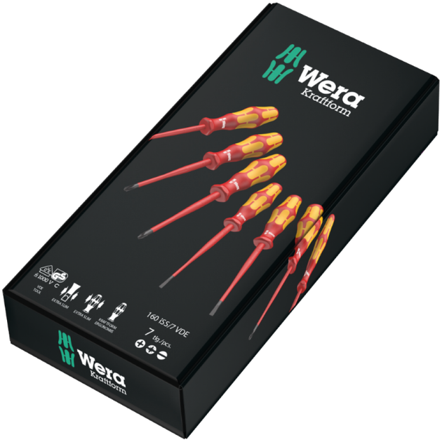 Набір викруток діелектричних ізольованих Wera Kraftform Plus 160 iSS/7 до 1000 V 7шт (05135961001) - Фото 2 Набір викруток діелектричних ізольованих Wera Kraftform Plus 160 iSS/7 до 1000 V 7шт (05135961001) - зображення 2