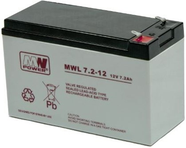 Akumulator MW Power VRLA AGM MWL 7.2-12L 12V 7.2Ah (5902135114889) - obraz 1