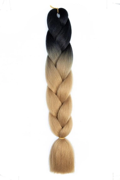 Канекалон Jumbo braid термостійкий двокольоровий 60 см 100 г Чорний Русявий - Фото 1 Канекалон Jumbo braid термостійкий двокольоровий 60 см 100 г Чорний Русявий - зображення 1