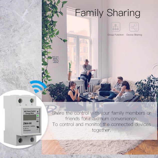 Inteligentny licznik energii elektrycznej Moes WCB-WM Tuya Wi-Fi 5-60A (5902135155899) - obraz 4