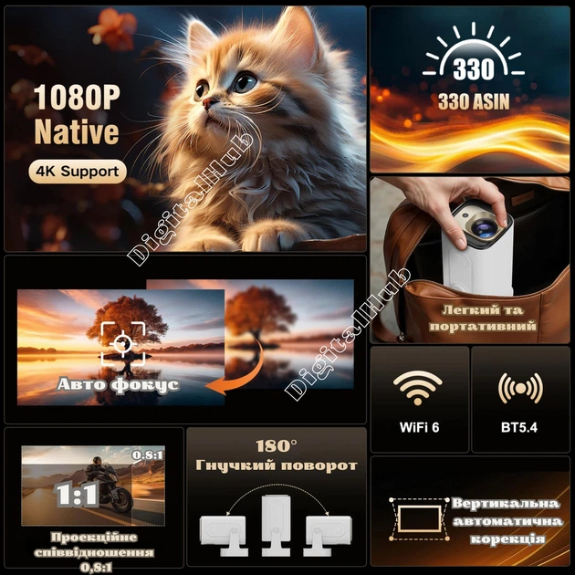 Смарт Проектор Magcubic HY310, Full HD 1080P, Air Mouse, Android 11 BT5.4 Dual Wi-Fi Домашний кинотеатр - изображение 3