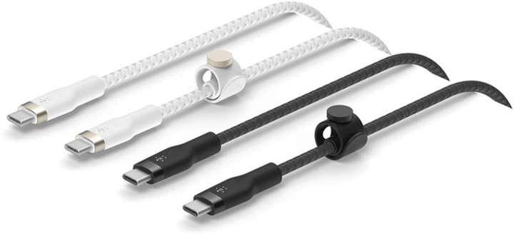 Zestaw kabli Belkin BoostCharge Pro Flex USB Type-C – USB Type-C 60W 1 m Black/White (CAB011BT1MBW2PK) - obraz 5