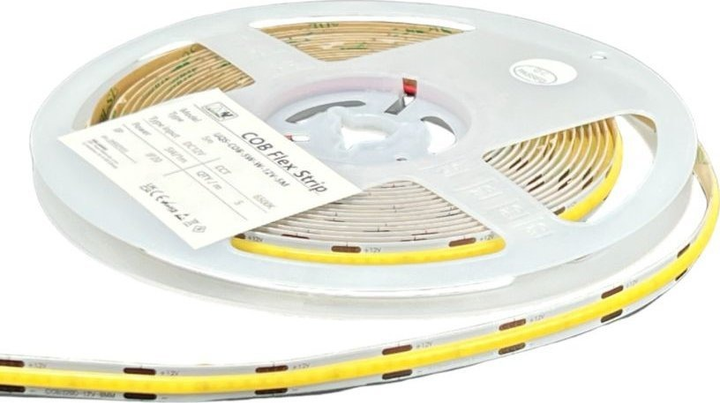 Taśma LED MW Lighting typu COB 5W 320 chips/m CRI >90 12V 6500K IP20 5m biala (UQS‑COB‑5W‑W‑12V‑5m) (5902135162170) - obraz 1
