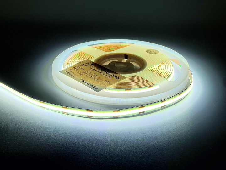 Taśma LED MW Lighting typu COB 5W 320 chips/m CRI >90 12V 6500K IP20 5m biala (UQS‑COB‑5W‑W‑12V‑5m) (5902135162170) - obraz 3