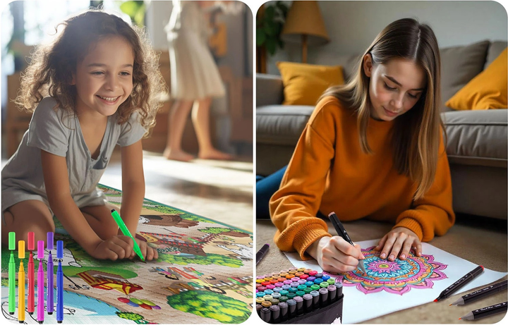 Килимок для малювання Ricokids ZOO з маркерами та сумкоюдля зберігання 90 x 120 см (5903890629168) - зображення 12