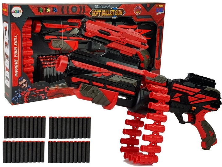 Автомат LEAN Toys на поролонові набої Червоний-чорний 8454 (5903802458435) - зображення 2