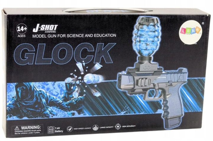 Пістолет автоматичний LEAN Toys Glock на гідрогелеві кульки Синій 24830 (5905991058809) - зображення 1