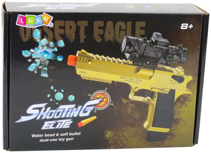 Pistolet elektryczny LEAN Toys na kulki hydrożelowe i strzałki piankowe Złoty 24276 (5905991054221) - obraz 1