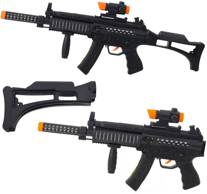 Karabin maszynowy LEAN Toys ze światłem i dźwiękiem 62 cm Czarny 24826 (5905991058762) - obraz 2
