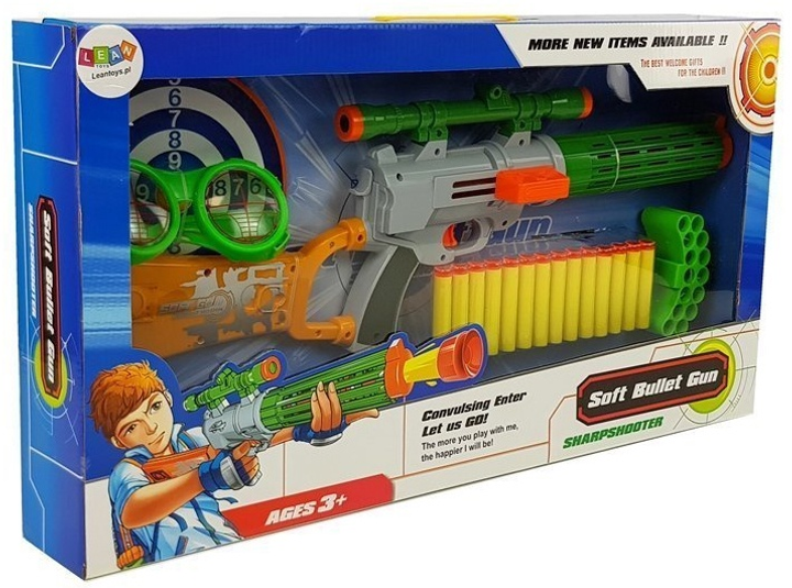 Автомат LEAN Toys на поролонові набої з мішенню Сірий із зеленим 6782 (5908275996941) - зображення 1