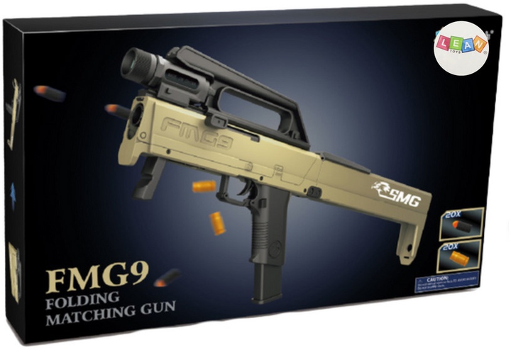 Karabin LEAN Toys FMG9 na strzałki piankowe składany 24737 (5905991057871) - obraz 1
