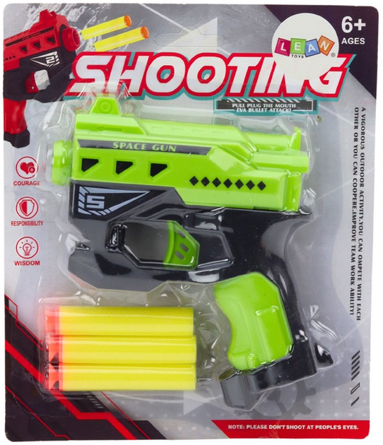 Mini pistolet LEAN Toys na strzałki piankowe z przyssawkami Zielony 19724 (5905991010999) - obraz 1