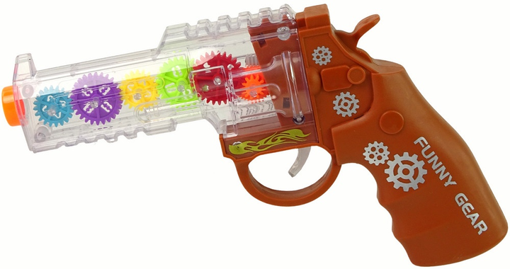 Pistolet LEAN Toys Funny Gear ze światłem i dźwiękiem Brązowy 15845 (5905679073827) - obraz 1