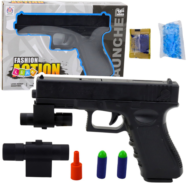 Pistolet LEAN Toys na kulki wodne i strzałki piankowe z laserem Czarny 24264 (5905991054108) - obraz 2