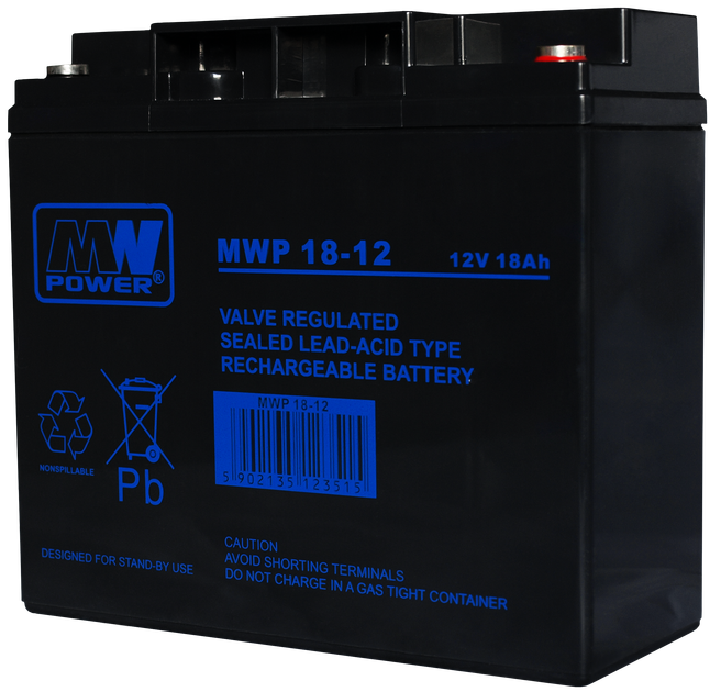 Akumulator MW Power VRLA AGM MWP 18-12 12V 18Ah (5902135123515) - obraz 1