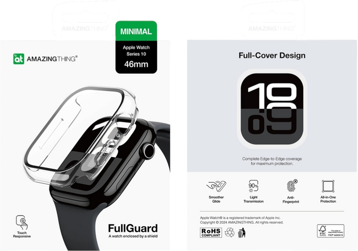 Чохол AMAZINGthing Radix Glass для Apple Watch 46mm із загартованим склом Transparent (4896238001386) - зображення 9