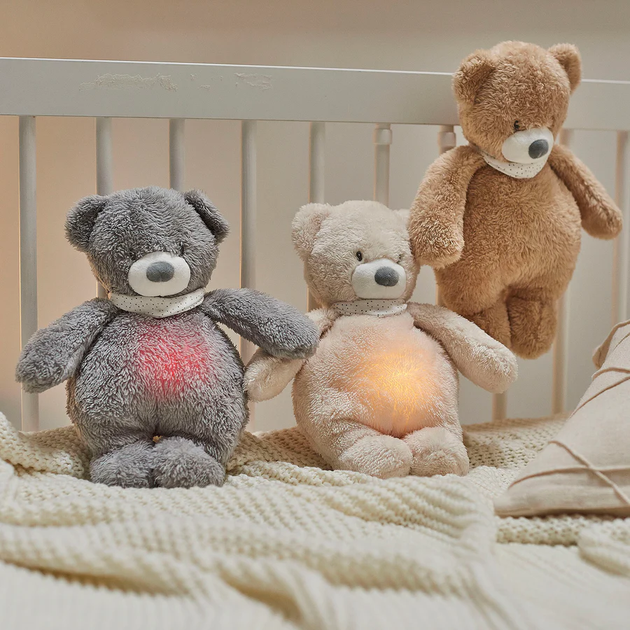Zabawka z lampką nocną Nattou Sleepy Bear muzyczna z czujnikiem płaczu Szara 876629 (5414673876629) - obraz 4