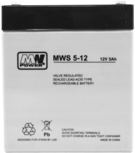 Akumulator MW Power VRLA AGM 12V, 5 Ah (5902135111734) - obraz 2