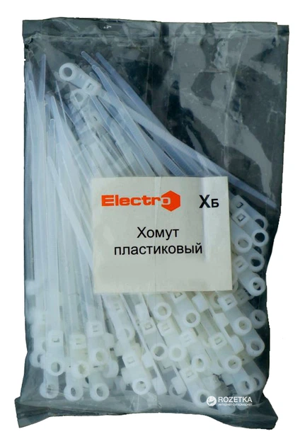 Хомут ElectrO Хб пластиковый под винт 3.6 x 145 мм 100 шт Белый ...