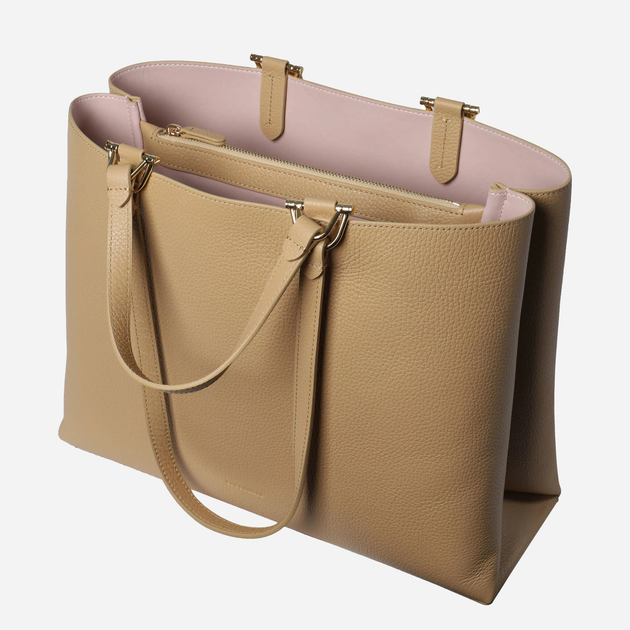 Torba shopper damska ze skóry naturalnej Coccinelle E1QK0180201-N24 Beżowa (8059978622204) - obraz 4