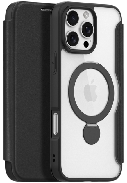 Etui z klapką DUX Ducis Skin X Pro na Apple iPhone 16 Pro Max z MagSafe i podstawka Black (6934913004630) - obraz 1