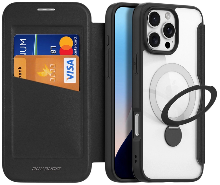 Etui z klapką DUX Ducis Skin X Pro na Apple iPhone 16 Pro Max z MagSafe i podstawka Black (6934913004630) - obraz 3