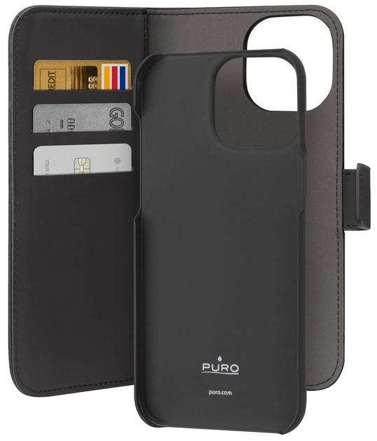 Чохол-книжка Puro Wallet Detachable MagSafe 2в1 з гаманцем для Apple iPhone 15 Pro Black (8018417455605) - зображення 2