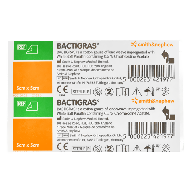 Smith Nephew Bactigras Бактиграс парафиновая повязка 5 х 5 см 1 шт - изображение 2
