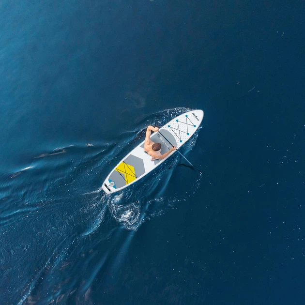 SUP доска надувная сапборд с веслом Rebel ACTIVE 150кг 350х81х15см САП борд с аксессуарами для плаванья, серфинга универсалный Белый - изображение 9