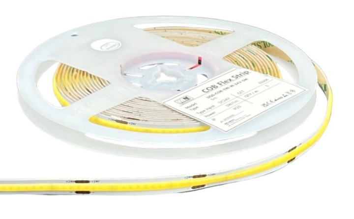 Світлодіодна стрічка MW Lighting Тип COB 5 Вт 320 кристалів/м² CRI >90 24 6500K IP20 5 м білий (UQS-COB-5W-W-24V-5m) - зображення 1