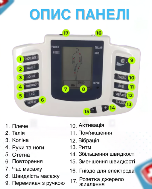 Акупунктурный массаж для всего тела и ног Echo Massager JR-309 Миостимулятор с тапочками для массажа электромассажер (I45185M) - изображение 9