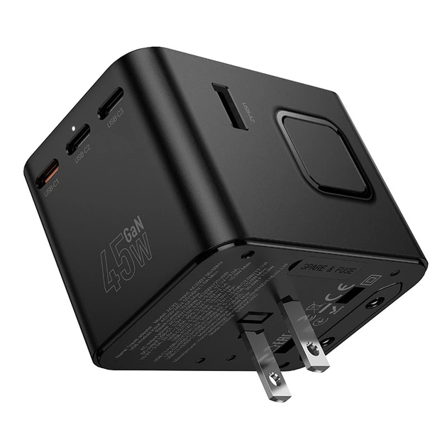 Універсальний зарядний пристрій зі швидкою зарядкою PD45W HOCO AC32 AC + 3Type-C + 2USB Чорний - Фото 5 Універсальний зарядний пристрій зі швидкою зарядкою PD45W HOCO AC32 AC + 3Type-C + 2USB Чорний - зображення 5